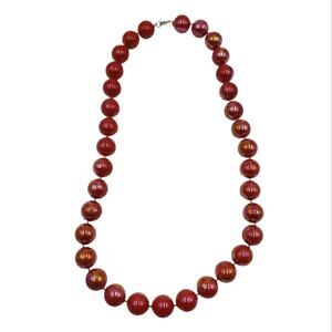 Vintage 80s Acrylic Bead Necklace Red Shimmer